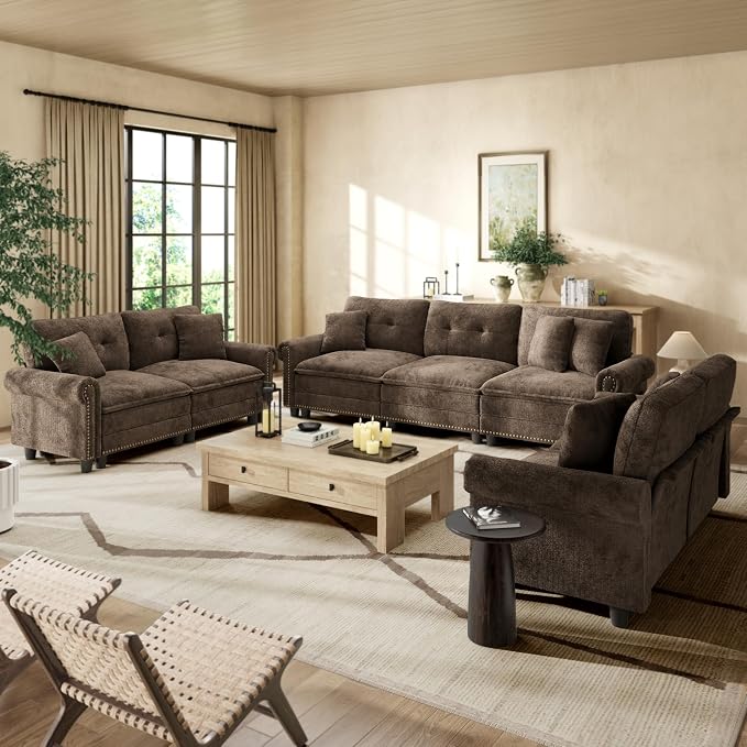 HERA'S HOUSE 3 Pieces Modular Sectional Sofa Sets, Oversized Couch Set by HERASHOUSE