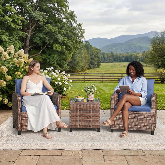 GarveeHome 3-Piece Outdoor Wicker Sofa Set, PE Rattan Patio Furniture - Image 7