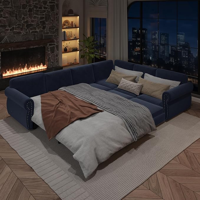 118" L-Shaped Sleeper Couch Bed - Image 8
