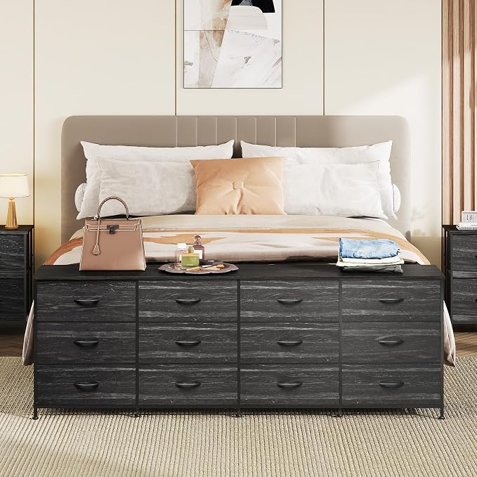 WLIVE 75.5'' Dresser for Bedroom, TV Stand for 85, 65 Inch TV, 12 Drawer Long - Image 2