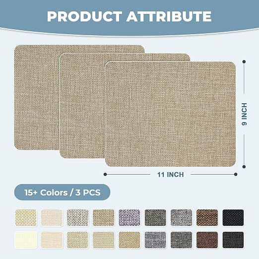 BESEZX Linen Fabric Repair Patch，3 PCS 9 * 11 Inch Self-Adhesive Couch Fabric - Image 2
