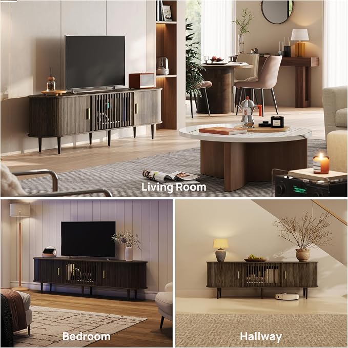 70" Fluted Mid Century Modern TV Stand - Image 6