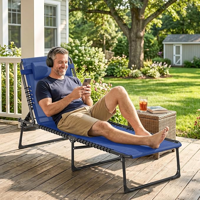 Outsunny Folding Chaise Lounge Chair, Patio Sun Tanning Chair, Outdoor Chaise - Image 8