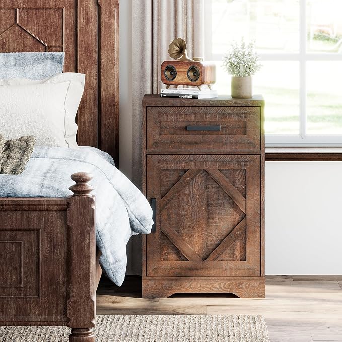WAMPAT 32" H End Table for Living Room, Rustic Nightstand - Image 4