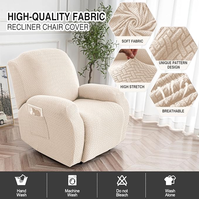 Genina Recliner Chair Cover, Stretch Reclining Chair Covers, Recliner Sofa - Image 2