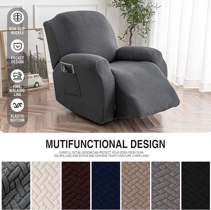 Genina Recliner Chair Cover, Stretch Reclining Chair Covers, Recliner Sofa - Image 4