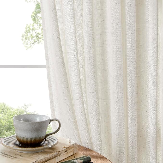 Joydeco Linen Curtains for Bedroom 63 Inch Length 2 Panels Set, 37 Inch Wide - Image 8