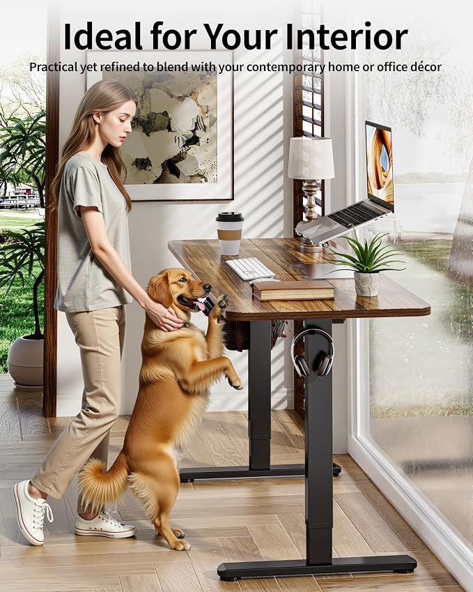 BIZUM Electric Standing Desk 60 x 24 Inch Computer Desk-Gaming Desk Dark Walnut - Image 5
