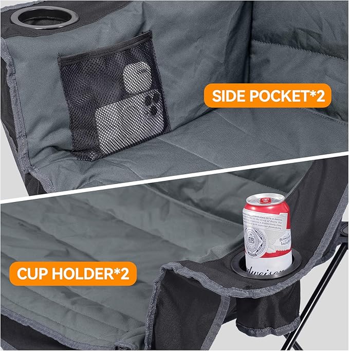 Huskfirm 3 Person Camping Chairs Folding Double Camping Chair Portable - Image 5