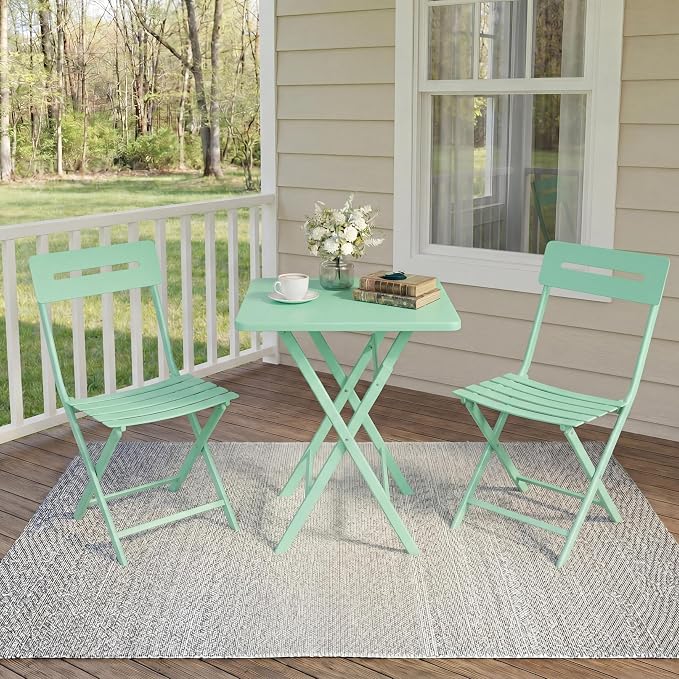 GarveeTech 3-Piece Folding Bistro Set, Heavy Duty Outdoor Patio Furniture - Image 6