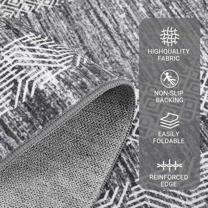 GarveeHome 2.5x8 Modern Bordered Runner Rug Soft Non Slip Washable Floor Carpet - Image 3