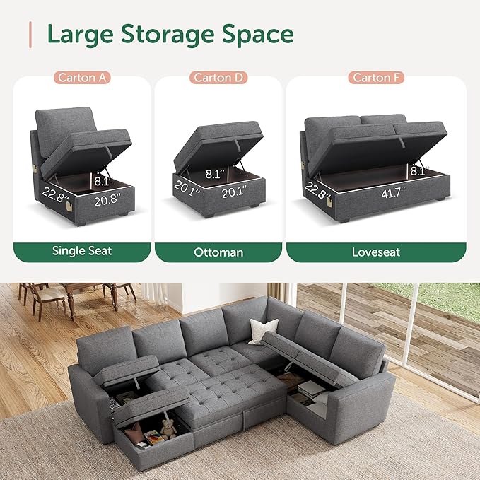 HONBAY Modular Sectional Sleeper Sofa - Image 5