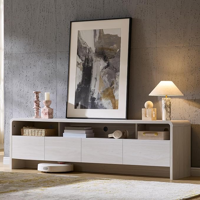 AMERLIFE 70" Modern TV Stand for TVs Up to 80", Wood TV Console by AMERLIFE