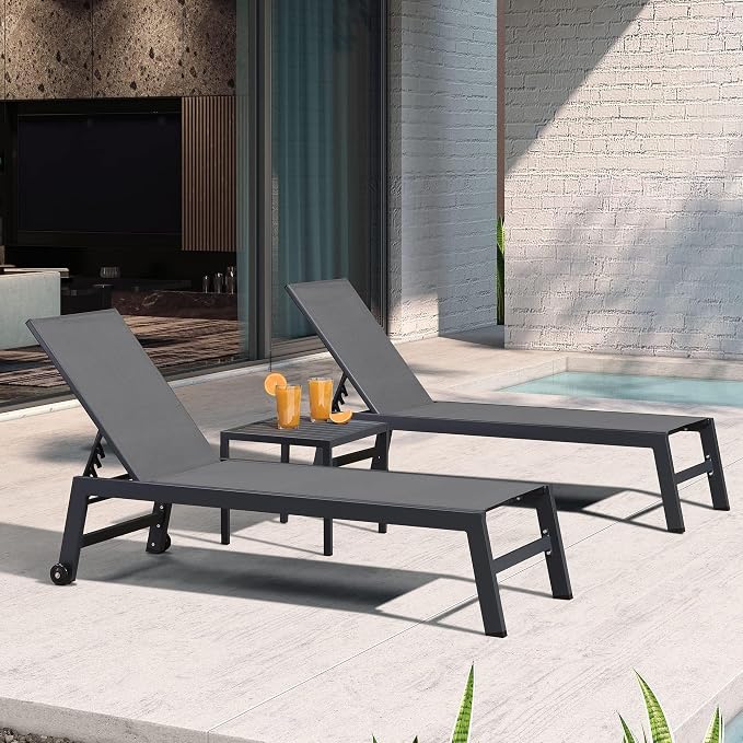 PURPLE LEAF Patio Chaise Lounge Set 4 Pieces Aluminum Outdoor Lounge Chairs - Image 4