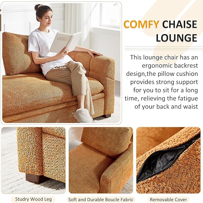VANOMi Oversized 70.47'' Chaise Lounge Chair Indoor, Modern Upholstered Sofa Bed - Image 4