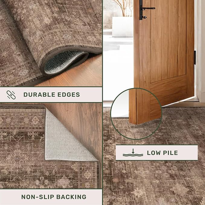 Hazo Haus Brown Neutral Boho Washable 3x12 Extra Long Hallway Runner Rug - Image 5