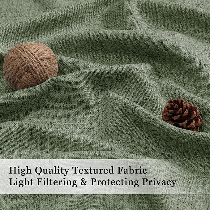 OWENIE Sage Green Valances for Windows 1 Pcs, Light Filtering Textured - Image 2