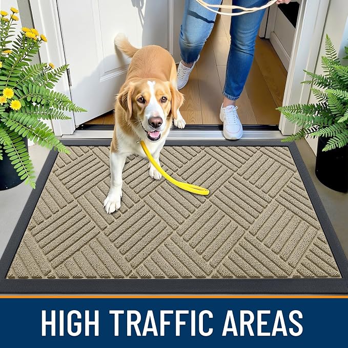 OLANLY Front Door Mat Outside Entrance 59x34, Heavy Duty Sturdy Natural Rubber - Image 5