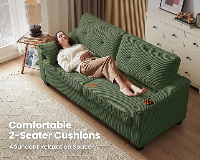 Queen Size Pull Out Sleeper Sofa Bed, 2-in-1 Convertible Corduroy Pull Out - Image 7