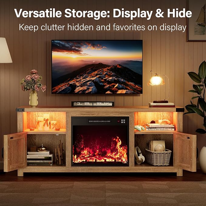YESHOMY LED Fireplace TV Stand - Image 2