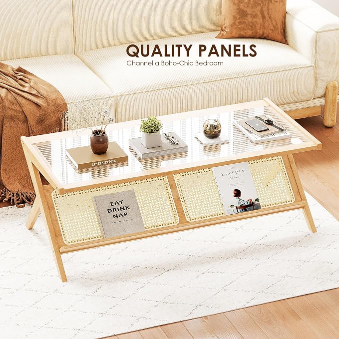 Bamworld Rattan Coffee Table Mid-Century Modern Coffee Table BambooTable - Image 3
