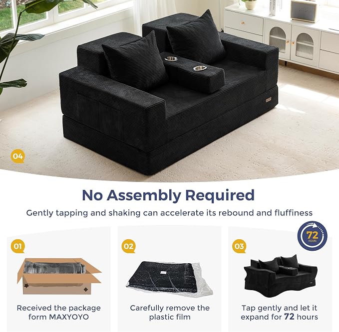 MAXYOYO Loveseat Sofa Bed, 4 in 1 Convertible Boneless Couch Folding Recliner - Image 5
