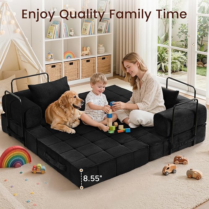 Korser Folding Convertible Sofa Bed, Corduroy Upholstered Boneless Couch - Image 5