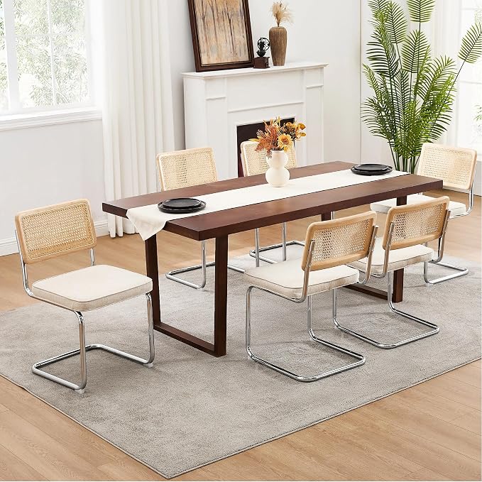 Zesthouse Natural Rattan Dining Chairs Set of 6, Mid Century Cane Dining Room by Zesthouse