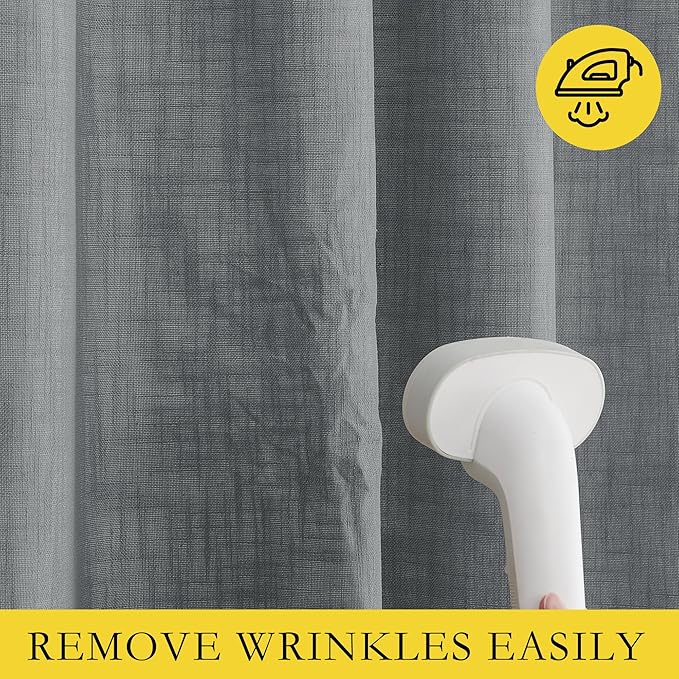 NICETOWN 100% Absolutely Blackout Linen Curtains, Dove Grey, Vertical Blinds - Image 6