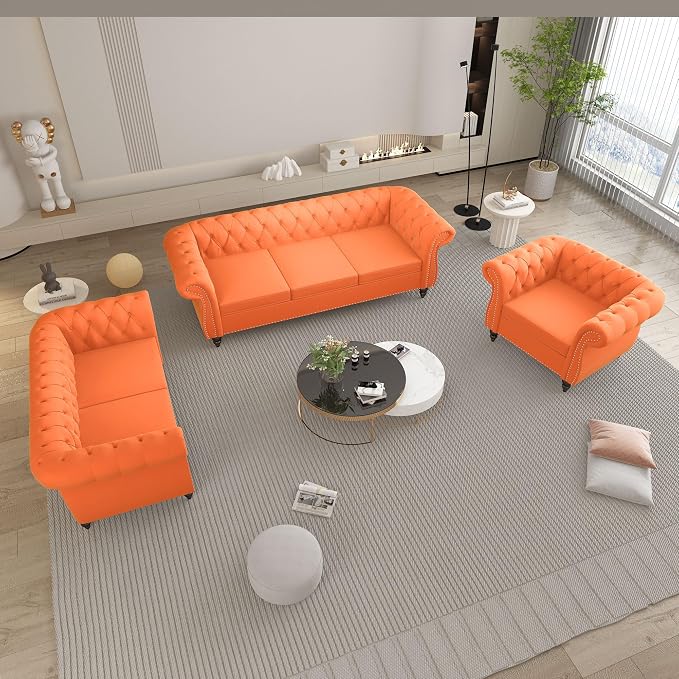 AVZEAR Chesterfield Loveseat, Modern Velvet Sofa Tufted Couch 2 Seater - Image 5
