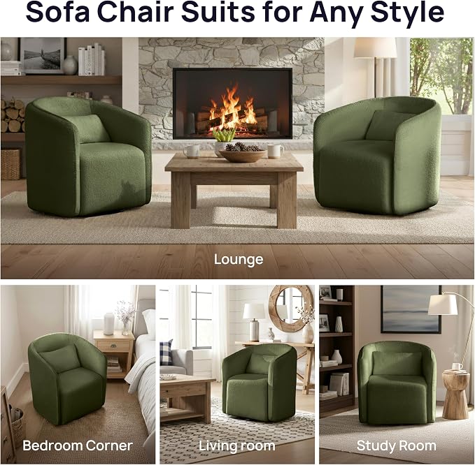 Oversized Boucle Swivel Accent Chair - Image 8