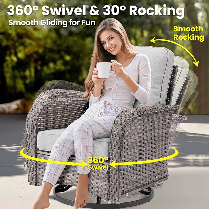 ovios 5 Pieces Patio Furniture Set, Outdoor Wicker Sofa Couch - Image 5