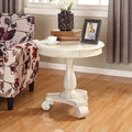 Roundhill Furniture Rene Round Wood Pedestal Side Table, Antique White by RoundhillFurniture