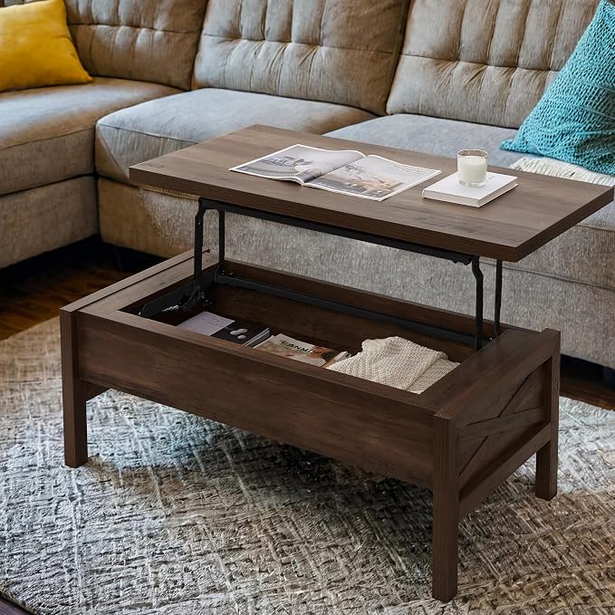 Lift Top Coffee Table with Hidden Compartment, Storage Coffee Table with Lift - Image 4