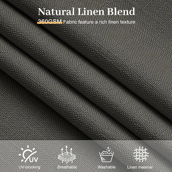 96 Inch Linen Curtains for Living Room, Pinch Pleated Semi Sheer Curtain Rustic - Image 5