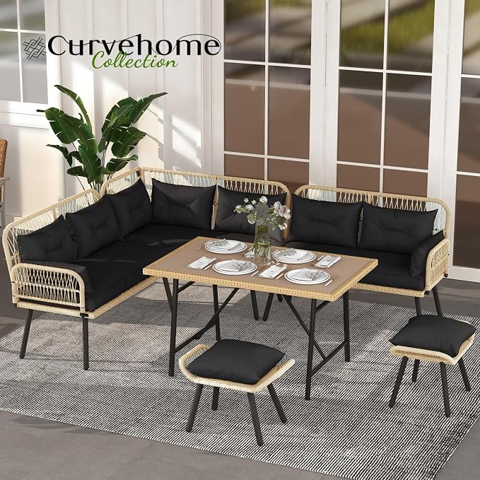 YITAHOME L-Shaped Patio Furniture Set, All-Weather Rattan Outdoor Conversation - Image 3