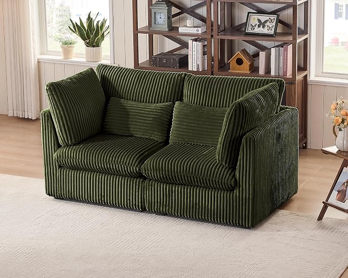 77" Oversized Corduroy Couch Modular Sectional Sofa, Washable Cloud Couch - Image 4