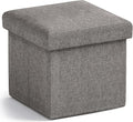 Ornavo Home Small Storage Ottoman Foldable Collapsible Cube Square Linen by OrnavoHome
