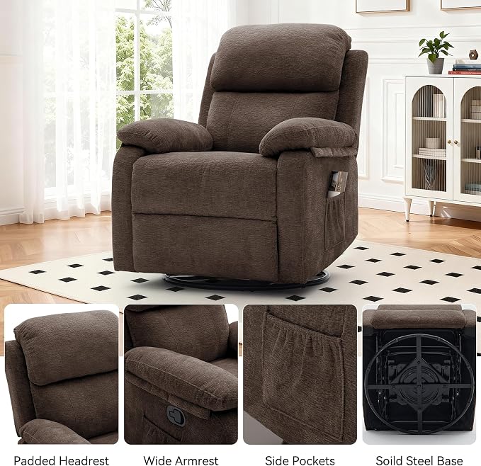 Korser Recliner Chair, 360 Swivel Rocker Chair - Image 7