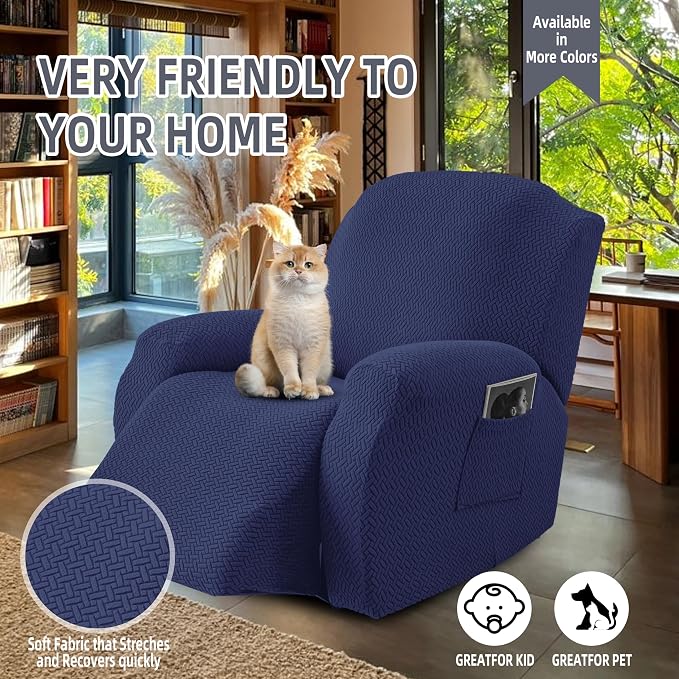 Genina Recliner Chair Covers, Stretch Reclining Chair Cover, Recliner Sofa - Image 3