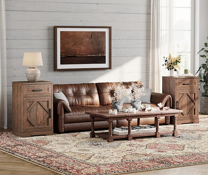 WAMPAT 32" H End Table for Living Room, Rustic Nightstand - Image 8