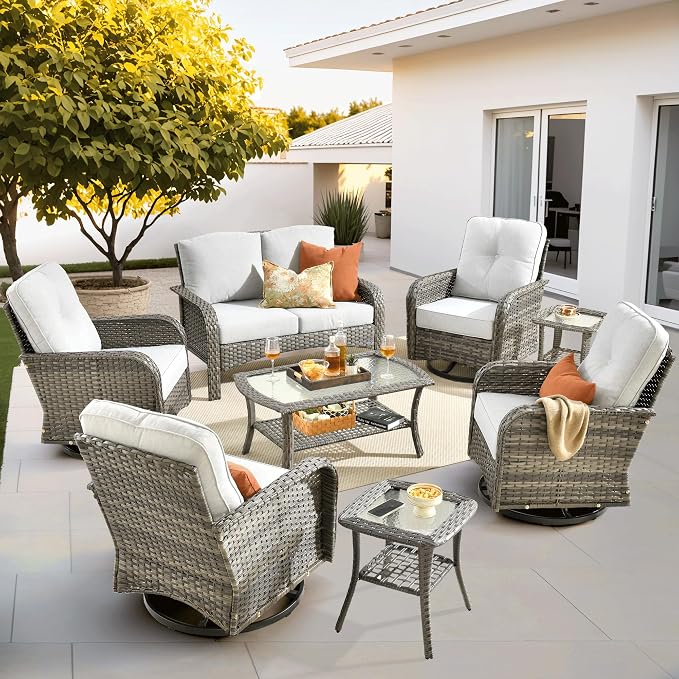 ovios 8-Piece Patio Furniture Set, Outdoor Wicker Sofa by OVIOS