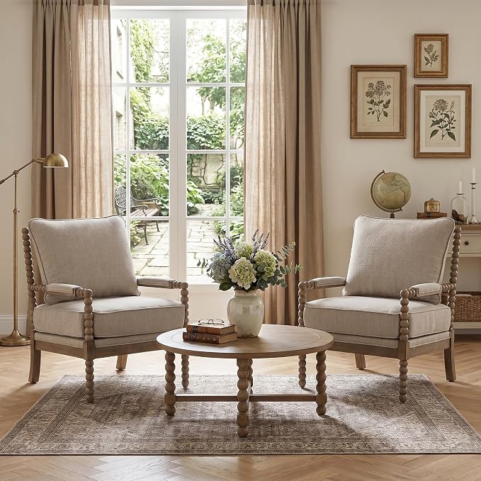 DUHOME Linen Fabric Spindle Accent Chair - Image 3