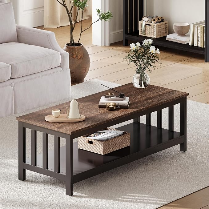 ChooChoo Mission Coffee Table, Wood Living Room Table - Image 3