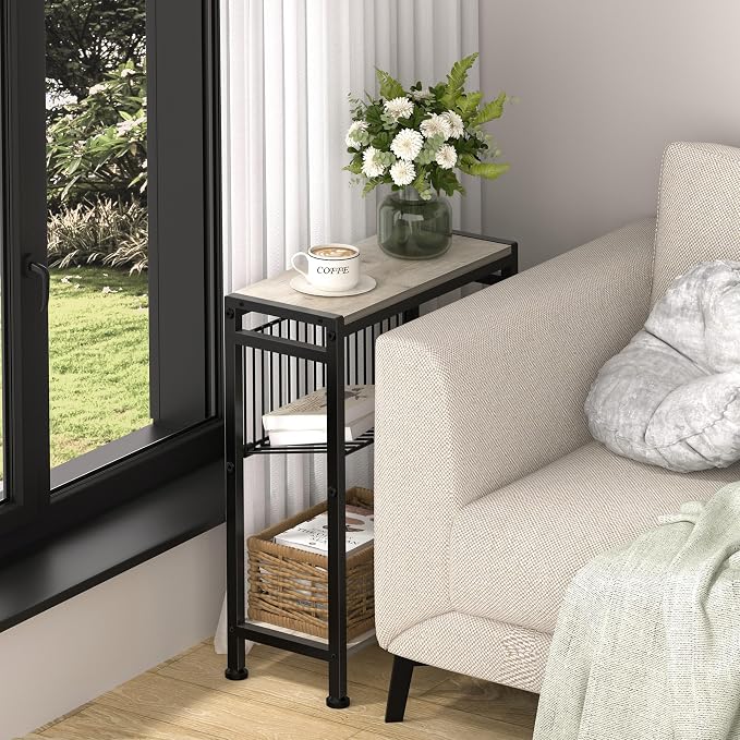 Small Side Table Set of 2 for Small Space, 3-Tier Narrow End Table - Image 4
