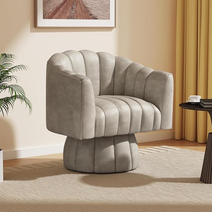 Dewhut Swivel Accent Chair, 360° Swivel Barrel Chair by FocusOnQualityFurniture