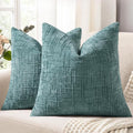 decorUhome Summer Teal Chenille Euro Sham Throw Pillow Covers 24x24 Set of 2 by decorUhome