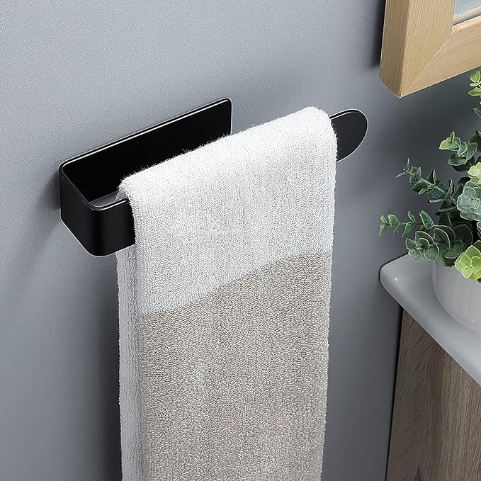 Taozun Hand Towel Bar Bathroom Towel Holder Black Single Towel Rack Self - Image 2