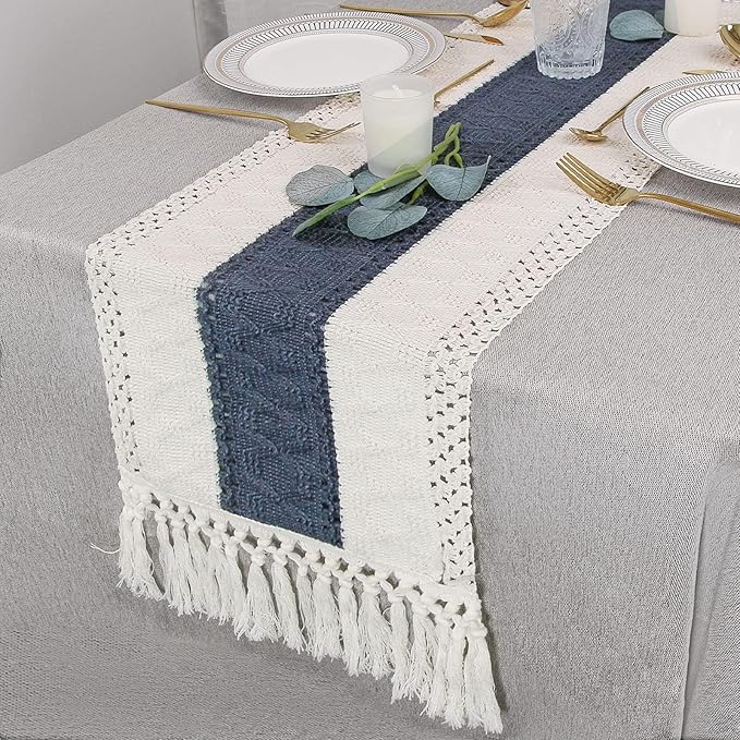 FEXIA Boho Blue Table Runner 48 Inches Long - Image 5