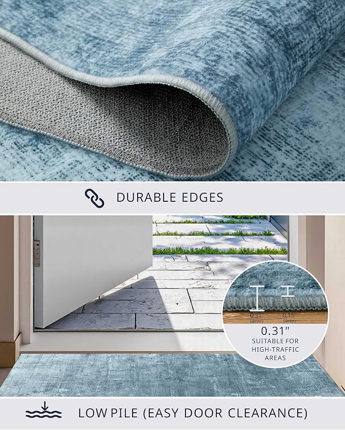 Latte&Fog 8x10 Area Rugs for Living Room, Large Blue Modern Abstract Washable - Image 6